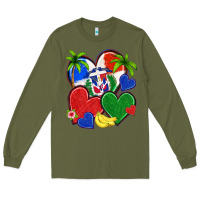 Army Green dominican repuclic hearts Long Sleeve Tee - NancyCooperArtShop