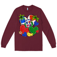 Burgundy dominican repuclic hearts Long Sleeve Tee - NancyCooperArtShop