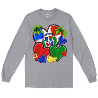 Heather Grey dominican repuclic hearts Long Sleeve Tee - NancyCooperArtShop