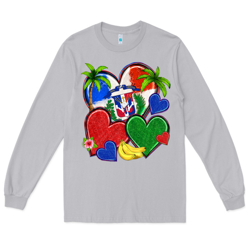 Dominican Repuclic Hearts Long Sleeve Tee by NancyCooperArtShop | Teevron