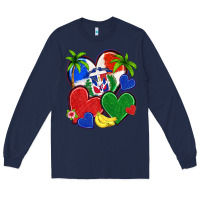 Navy dominican repuclic hearts Long Sleeve Tee - NancyCooperArtShop