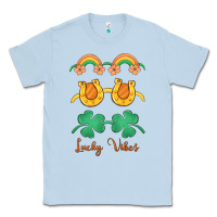 Dusty Blue lucky vibes st. patrick's day Classic Tee - MaliasSmallBusiness