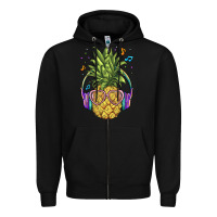 Black pineapple with headphone Zipper Hoodie - BarkalooDesign
