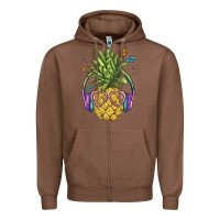 Chestnut pineapple with headphone Zipper Hoodie - BarkalooDesign