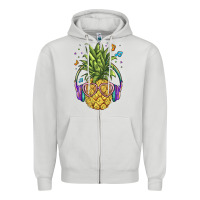 Dove Grey pineapple with headphone Zipper Hoodie - BarkalooDesign