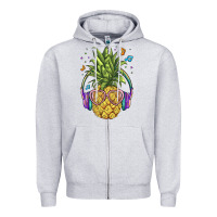 Pineapple With Headphone Zipper Hoodie | Teevron