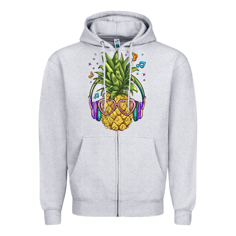 Pineapple With Headphone Zipper Hoodie by BarkalooDesign | Teevron