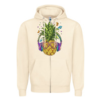 Sandshell pineapple with headphone Zipper Hoodie - BarkalooDesign