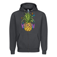 Smoke pineapple with headphone Zipper Hoodie - BarkalooDesign