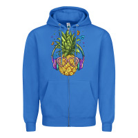True Royal pineapple with headphone Zipper Hoodie - BarkalooDesign