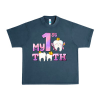Midnight Navy my first tooth with teeth for girls Urban Heavy Tee - AdoDesignShop