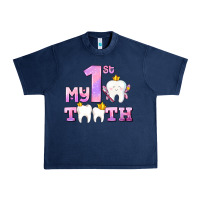 My First Tooth With Teeth For Girls Urban Heavy Tee | Teevron