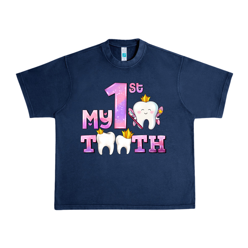 My First Tooth With Teeth For Girls Urban Heavy Tee by AdoDesignShop | Teevron