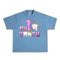 Pebble Blue my first tooth with teeth for girls Urban Heavy Tee - AdoDesignShop
