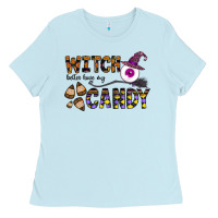 Baby Blue Witch Better Have My Candy Ladies Tee - CowhideDigitalArt