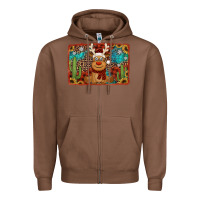 Chestnut western christmas reindeer with background Zipper Hoodie - Jasminsmagicworld
