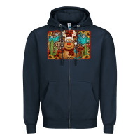 Western Christmas Reindeer With Background Zipper Hoodie | Teevron