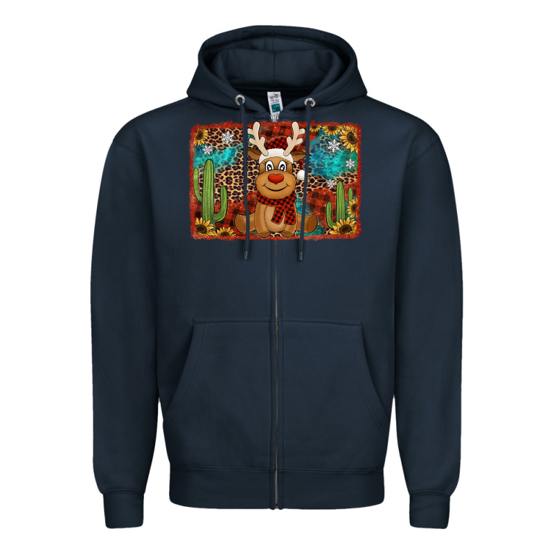 Western Christmas Reindeer With Background Zipper Hoodie by Jasminsmagicworld | Teevron