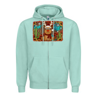 Seafoam western christmas reindeer with background Zipper Hoodie - Jasminsmagicworld