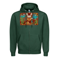Sports Green western christmas reindeer with background Zipper Hoodie - Jasminsmagicworld