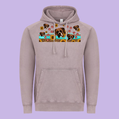 Western Boxer Dogs Vintage Hoodie Designed By Jasminsmagicworld