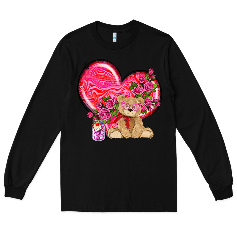 Valentines Heart With Bear Long Sleeve Tee by NancyCooperArtShop | Teevron