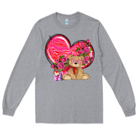 Heather Grey valentines heart with bear Long Sleeve Tee - NancyCooperArtShop