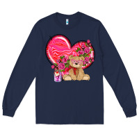 Navy valentines heart with bear Long Sleeve Tee - NancyCooperArtShop