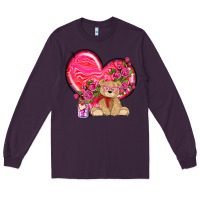 Plum valentines heart with bear Long Sleeve Tee - NancyCooperArtShop