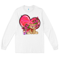 White valentines heart with bear Long Sleeve Tee - NancyCooperArtShop