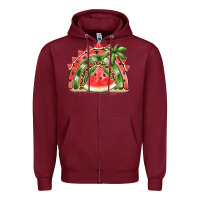 Burgundy watermelon slice  rainbow Zipper Hoodie - BarkalooDesign
