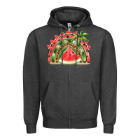 Charcoal Heather watermelon slice  rainbow Zipper Hoodie - BarkalooDesign