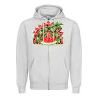 Dove Grey watermelon slice  rainbow Zipper Hoodie - BarkalooDesign