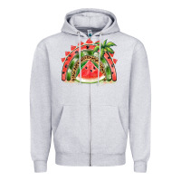 Heather Grey watermelon slice  rainbow Zipper Hoodie - BarkalooDesign