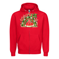 Red watermelon slice  rainbow Zipper Hoodie - BarkalooDesign