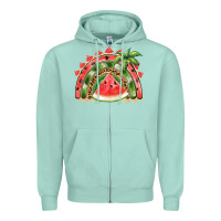 Seafoam watermelon slice  rainbow Zipper Hoodie - BarkalooDesign