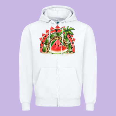 Watermelon Slice  Rainbow Zipper Hoodie Designed By Barkaloodesign