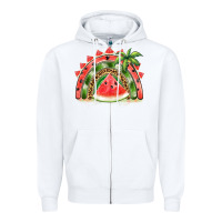 White watermelon slice  rainbow Zipper Hoodie - BarkalooDesign