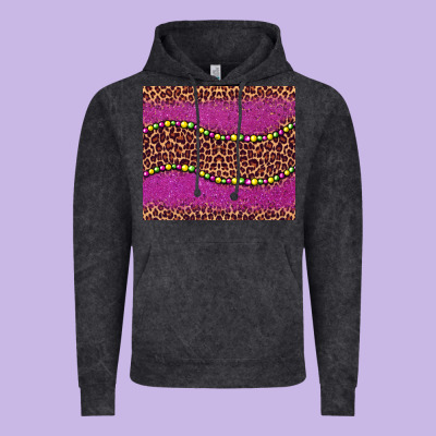 Mardi Gras  Leopard Pink Glitter Bead Vintage Hoodie Designed By Barkaloodesign