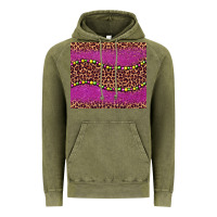 Vintage Olive mardi gras  leopard pink glitter bead Vintage Hoodie - BarkalooDesign