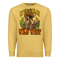 Antique Gold Welcome to the wild west Cowboy boots Premium Sweatshirt - HowdyJamesFarm