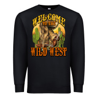 Black Welcome to the wild west Cowboy boots Premium Sweatshirt - HowdyJamesFarm