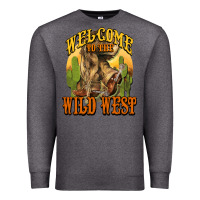 Charcoal Heather Welcome to the wild west Cowboy boots Premium Sweatshirt - HowdyJamesFarm