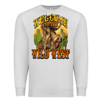 Dove Grey Welcome to the wild west Cowboy boots Premium Sweatshirt - HowdyJamesFarm