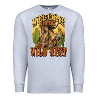 Heather Grey Welcome to the wild west Cowboy boots Premium Sweatshirt - HowdyJamesFarm