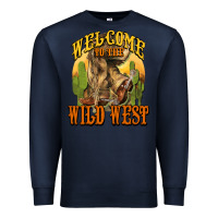 Navy Welcome to the wild west Cowboy boots Premium Sweatshirt - HowdyJamesFarm