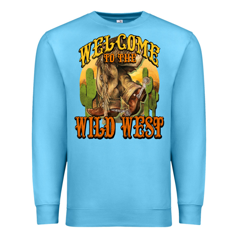 Welcome To The Wild West Cowboy Boots Premium Sweatshirt by HowdyJamesFarm | Teevron