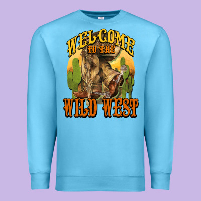 Welcome To The Wild West Cowboy Boots Premium Sweatshirt Designed By Howdyjamesfarm