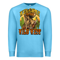Ocean Blue Welcome to the wild west Cowboy boots Premium Sweatshirt - HowdyJamesFarm