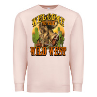 Pale Pink Welcome to the wild west Cowboy boots Premium Sweatshirt - HowdyJamesFarm